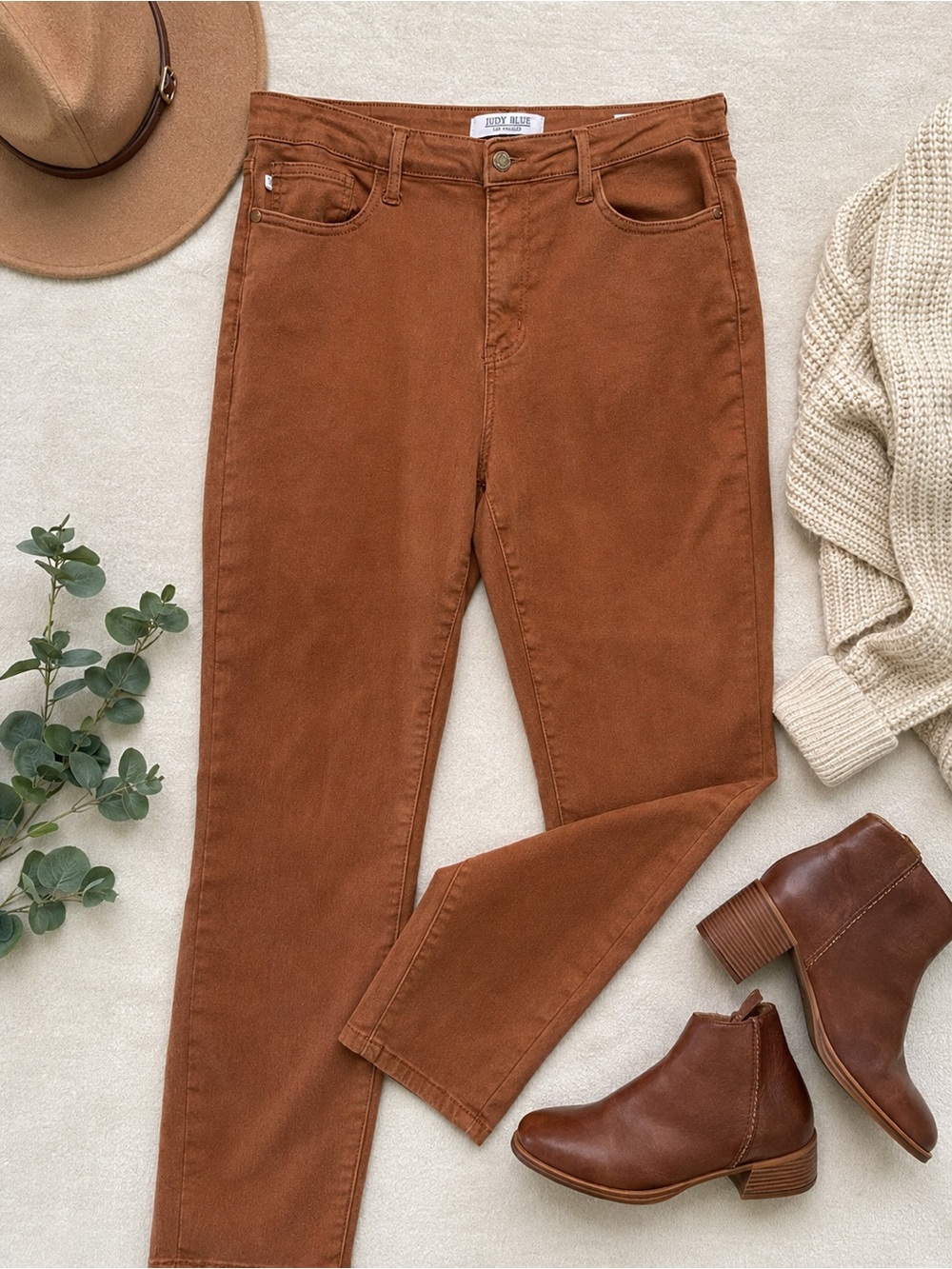 🤎Judy Blue Autumn Brown Slim Fit Jeans Women’s 13/31 High Rise Stretch Ankle🤎